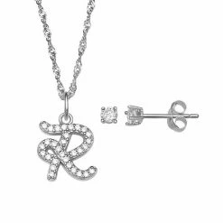 LC Lauren Conrad Sterling Silver Cubic Zirconia Stud Earrings & Initial Pendant Necklace Set -LC Lauren Conrad Shop unnamed file 2080