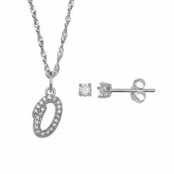 LC Lauren Conrad Sterling Silver Cubic Zirconia Stud Earrings & Initial Pendant Necklace Set -LC Lauren Conrad Shop unnamed file 2083