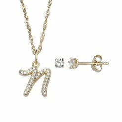 LC Lauren Conrad Sterling Silver Cubic Zirconia Stud Earrings & Initial Pendant Necklace Set -LC Lauren Conrad Shop unnamed file 2084