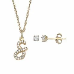LC Lauren Conrad Sterling Silver Cubic Zirconia Stud Earrings & Initial Pendant Necklace Set -LC Lauren Conrad Shop unnamed file 2085