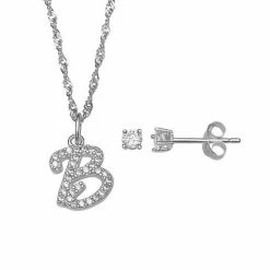LC Lauren Conrad Sterling Silver Cubic Zirconia Stud Earrings & Initial Pendant Necklace Set -LC Lauren Conrad Shop unnamed file 2086