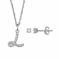 LC Lauren Conrad Sterling Silver Cubic Zirconia Stud Earrings & Initial Pendant Necklace Set -LC Lauren Conrad Shop unnamed file 2087