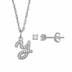 LC Lauren Conrad Sterling Silver Cubic Zirconia Stud Earrings & Initial Pendant Necklace Set -LC Lauren Conrad Shop unnamed file 2088