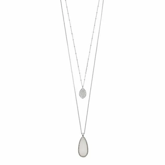 LC Lauren Conrad Long Teardrop & Leaf Layered Necklace 1 LC Lauren Conrad Long Teardrop & Leaf Layered Necklace