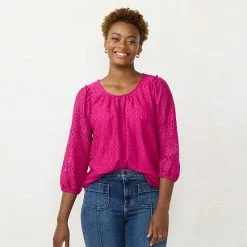 Women's LC Lauren Conrad Flowy Puff-Sleeve Top Aqua Gingham -LC Lauren Conrad Shop unnamed file 210