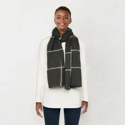 Women's LC Lauren Conrad Grid Softy Wrap Olive