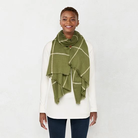 Women's LC Lauren Conrad Grid Softy Wrap Olive 5 Women's LC Lauren Conrad Grid Softy Wrap Olive - Image 5