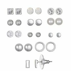 LC Lauren Conrad Silver Tone Simulated Crystal Minimalist Stud Earring Set