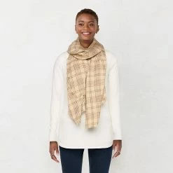 Women's LC Lauren Conrad Mini Plaid Scarf With Metallic Shine Neutral 9 Women's LC Lauren Conrad Mini Plaid Scarf With Metallic Shine Neutral -LC Lauren Conrad Shop unnamed file 2199