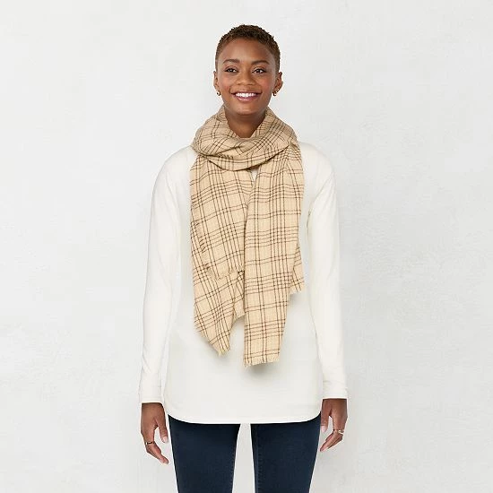 Women's LC Lauren Conrad Mini Plaid Scarf With Metallic Shine Neutral 5 Women's LC Lauren Conrad Mini Plaid Scarf With Metallic Shine Neutral - Image 5