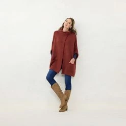 Women's LC Lauren Conrad Solid Knit Riding Cape Ivory -LC Lauren Conrad Shop unnamed file 222