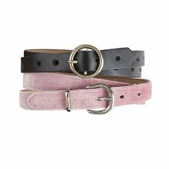 Women's LC Lauren Conrad 2-Pack Velvet & Bonded Leather Skinny Belt Set In Regular & Plus Black Pink Velvet