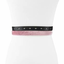 Women's LC Lauren Conrad 2-Pack Velvet & Bonded Leather Skinny Belt Set In Regular & Plus Black Pink Velvet -LC Lauren Conrad Shop unnamed file 2225