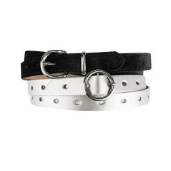 Women's LC Lauren Conrad 2-Pack Velvet & Bonded Leather Skinny Belt Set In Regular & Plus Black Pink Velvet -LC Lauren Conrad Shop unnamed file 2228
