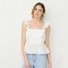 Women's LC Lauren Conrad Ruffle Peplum Tank Ivory Tusk