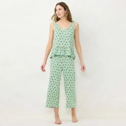 Women's LC Lauren Conrad Peplum Pajama Tank & Culotte Pajama Pants Sleep Set Navy Floral -LC Lauren Conrad Shop unnamed file 2239