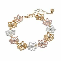 LC Lauren Conrad Tri Tone Textured Flower Bracelet