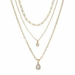 LC Lauren Conrad 3-Row Multi-Chain Cubic Zirconia Necklace
