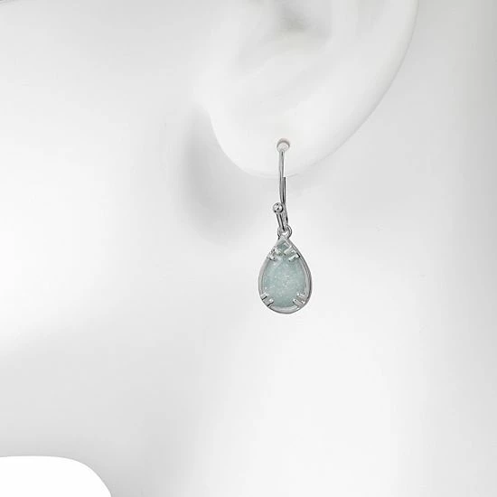 LC Lauren Conrad Silver Tone Crackle Cubic Zirconia Nickel Free Drop Earrings 2 LC Lauren Conrad Silver Tone Crackle Cubic Zirconia Nickel Free Drop Earrings - Image 2