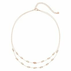 LC Lauren Conrad Multi Strand Rose Gold Tone Faux Pearl Necklace