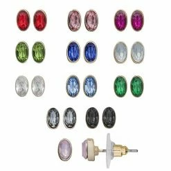 LC Lauren Conrad Holiday Colors Oval Stud Earring Set