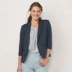 Women's LC Lauren Conrad Fitted Blazer Navy Roselita -LC Lauren Conrad Shop unnamed file 233