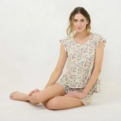 Women's LC Lauren Conrad Flutter Short Sleeve Pajama Top & Ruffle Pajama Shorts Sleep Set Ivory Scene 9 Women's LC Lauren Conrad Flutter Short Sleeve Pajama Top & Ruffle Pajama Shorts Sleep Set Ivory Scene -LC Lauren Conrad Shop unnamed file 2342