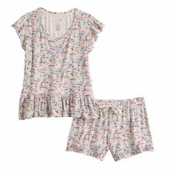Women's LC Lauren Conrad Flutter Short Sleeve Pajama Top & Ruffle Pajama Shorts Sleep Set Ivory Scene 10 Women's LC Lauren Conrad Flutter Short Sleeve Pajama Top & Ruffle Pajama Shorts Sleep Set Ivory Scene -LC Lauren Conrad Shop unnamed file 2343