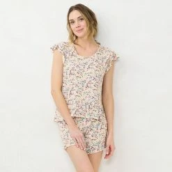 Women's LC Lauren Conrad Flutter Short Sleeve Pajama Top & Ruffle Pajama Shorts Sleep Set Ivory Scene 11 Women's LC Lauren Conrad Flutter Short Sleeve Pajama Top & Ruffle Pajama Shorts Sleep Set Ivory Scene -LC Lauren Conrad Shop unnamed file 2344