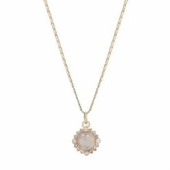 LC Lauren Conrad Gold Tone Simulated Pearl Starburst Halo Pendant Necklace