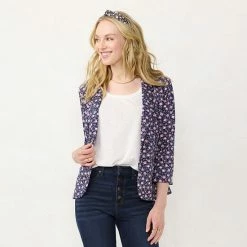 Women's LC Lauren Conrad Fitted Blazer Navy Roselita -LC Lauren Conrad Shop unnamed file 236
