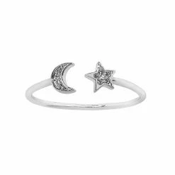 LC Lauren Conrad Silver Tone Moon & Star Open Ring