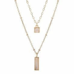 LC Lauren Conrad Geometric Pendant Double Strand Necklace
