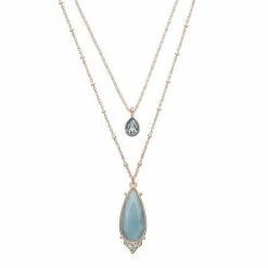 LC Lauren Conrad Rose Gold Tone Layered Simulated Crystal Pendant Necklace