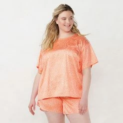 Plus Size LC Lauren Conrad Satin Pajama Top & Pajama Shorts Sleep Set Pink Wildflower -LC Lauren Conrad Shop unnamed file 2407