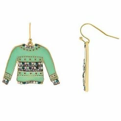 LC Lauren Conrad Gold Tone Christmas Sweater Drop Earrings