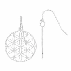 LC Lauren Conrad Filigree Disc Nickel Free Drop Earrings Silver Tone