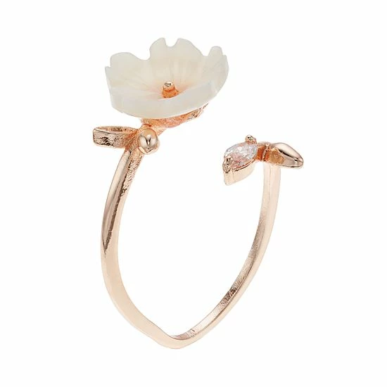 LC Lauren Conrad White Flower Openwork Ring 2 LC Lauren Conrad White Flower Openwork Ring - Image 2