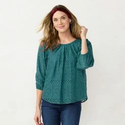 Women's LC Lauren Conrad Tie-Front Peasant Top Berry Mist -LC Lauren Conrad Shop unnamed file 254