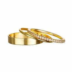 LC Lauren Conrad Gold Tone Pave & Smooth Metal Ring Set