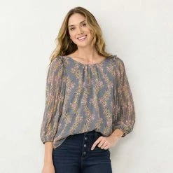 Women's LC Lauren Conrad Tie-Front Peasant Top Berry Mist -LC Lauren Conrad Shop unnamed file 255