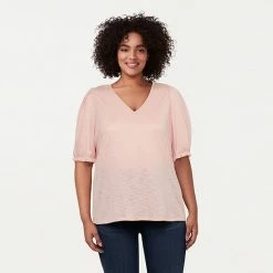 Plus Size LC Lauren Conrad V-Neck Puff Sleeve Top Vintage Olive -LC Lauren Conrad Shop unnamed file 2561