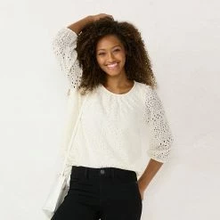 Women's LC Lauren Conrad Tie-Front Peasant Top Berry Mist -LC Lauren Conrad Shop unnamed file 257