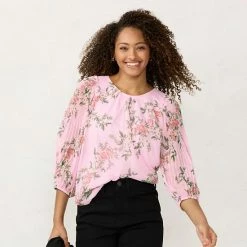 Women's LC Lauren Conrad Tie-Front Peasant Top Berry Mist -LC Lauren Conrad Shop unnamed file 258