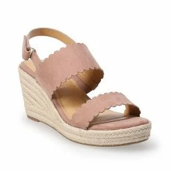 LC Lauren Conrad Cactus Flower Women's Wedge Sandals Black