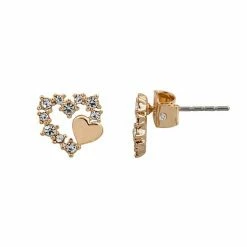 LC Lauren Conrad Gold Tone Heart Nickel Free Stud Earrings