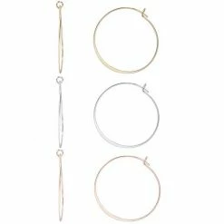LC Lauren Conrad Multi Tone Hammered Nickel Free Hoop Earring Set