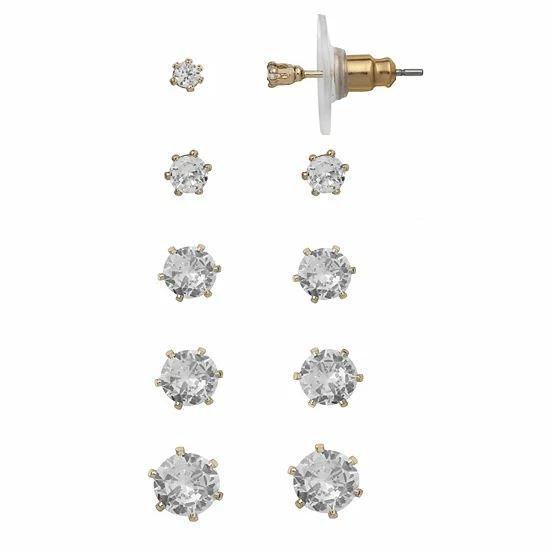LC Lauren Conrad Gold Tone Cubic Zirconia Nickel Free Stud Earring Set 1 LC Lauren Conrad Gold Tone Cubic Zirconia Nickel Free Stud Earring Set