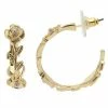 LC Lauren Conrad Rose Gold Vine With Pearl Accents J Hoop Earrings