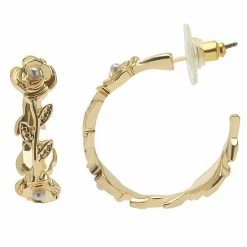 LC Lauren Conrad Rose Gold Vine With Pearl Accents J Hoop Earrings